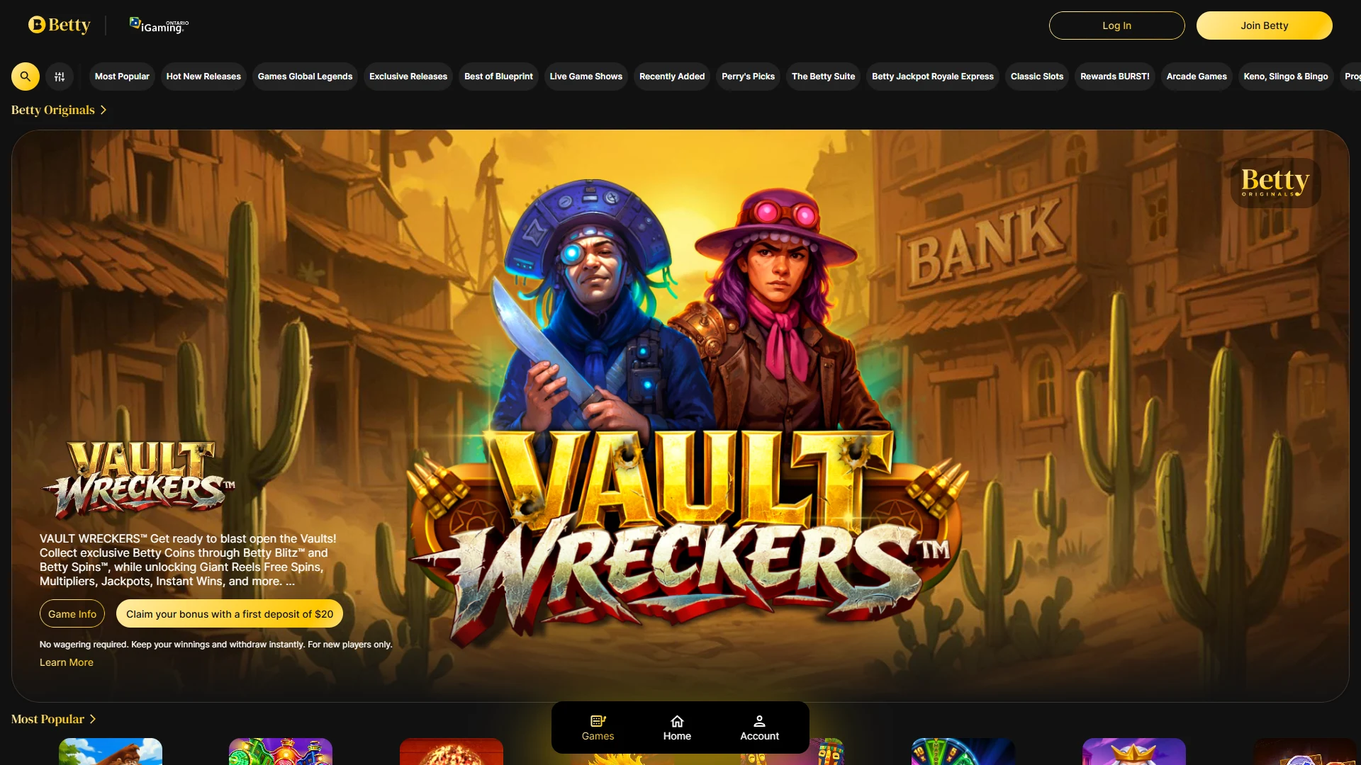 Betty slots and live games